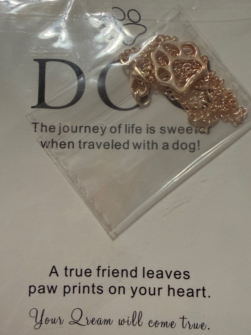 Gold Paw Print Dog Necklace - Pet Jewelry